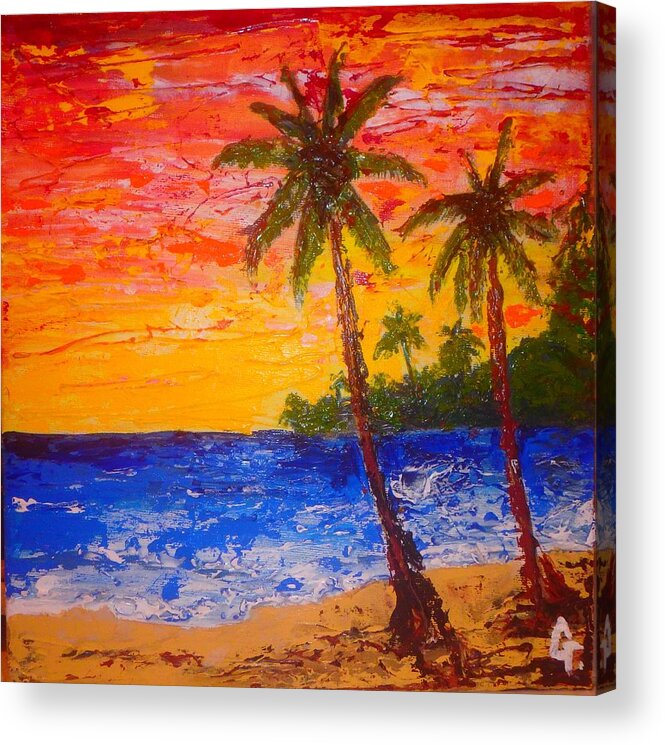 Beach Acrylic Print featuring the painting Paradise Beach by Maria Iurescia