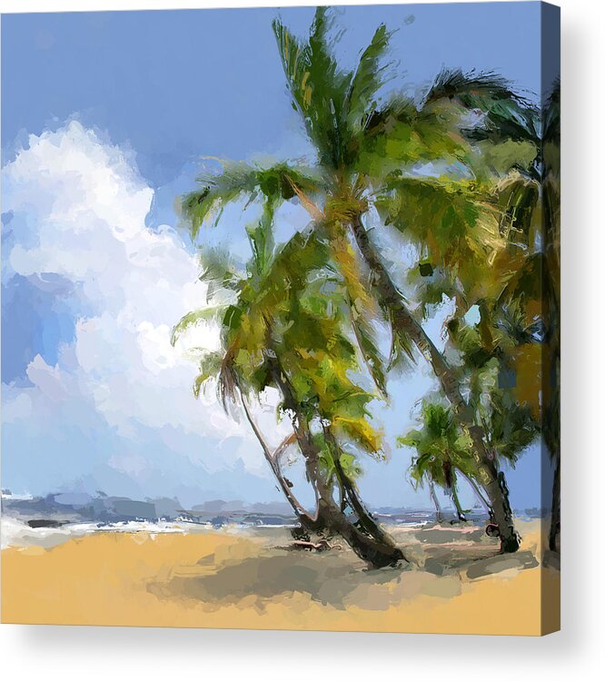 Anthony Fishburne Acrylic Print featuring the digital art Paradise tropical beach by Anthony Fishburne