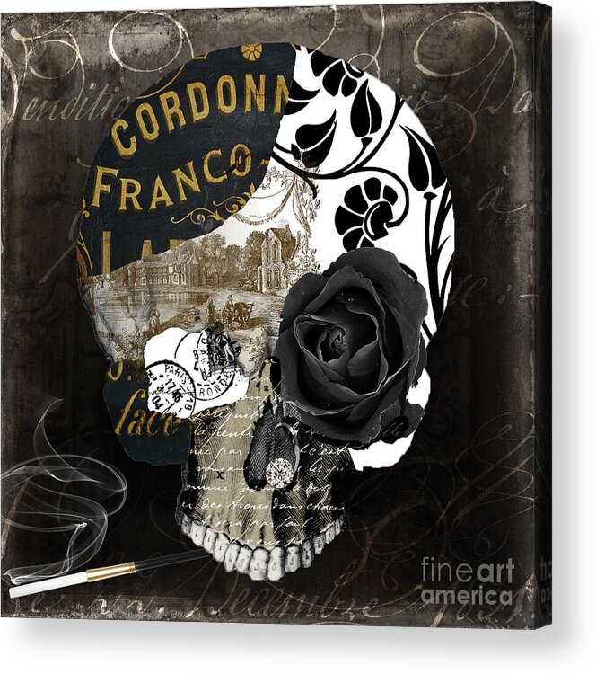 Skull Acrylic Print featuring the painting Paris Halloween II by Mindy Sommers
