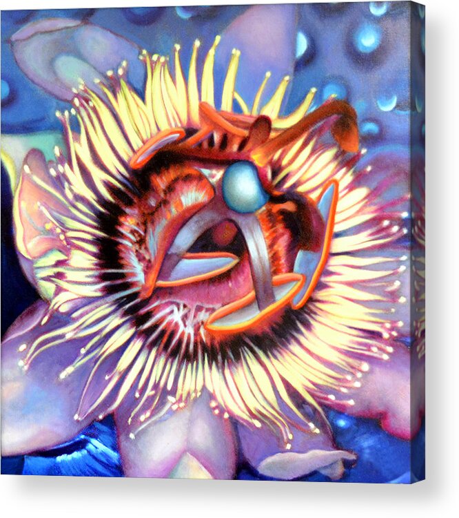 Passion Flower Acrylic Print featuring the painting Passion Flower by Anni Adkins