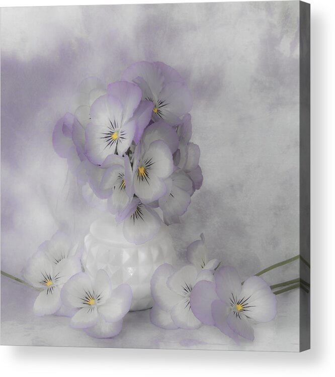 Pansy Acrylic Print featuring the photograph Pastel Pansies Still Life by Sandra Foster