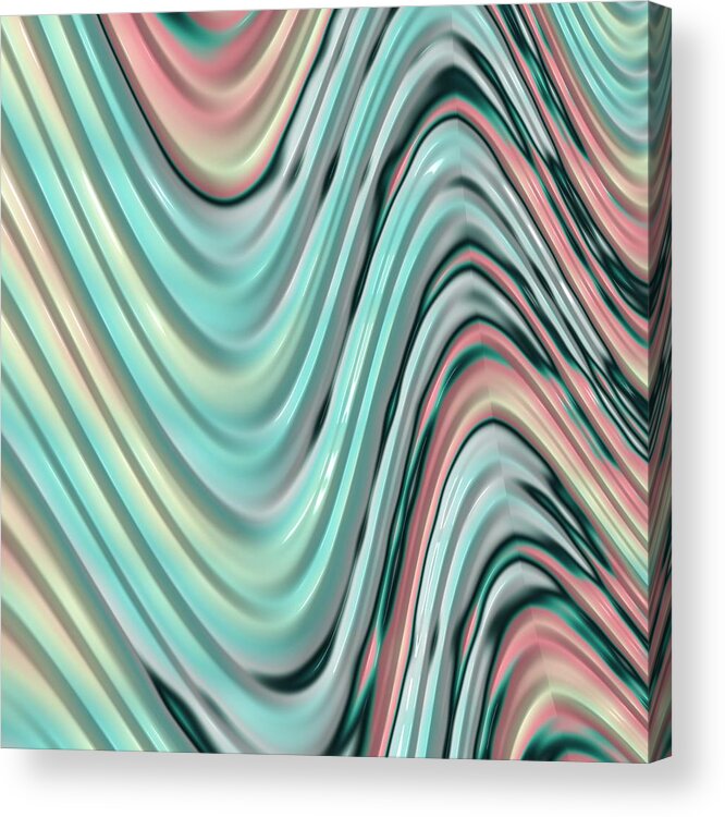 Fractal Art Acrylic Print featuring the digital art Pastel Zigzag by Bonnie Bruno