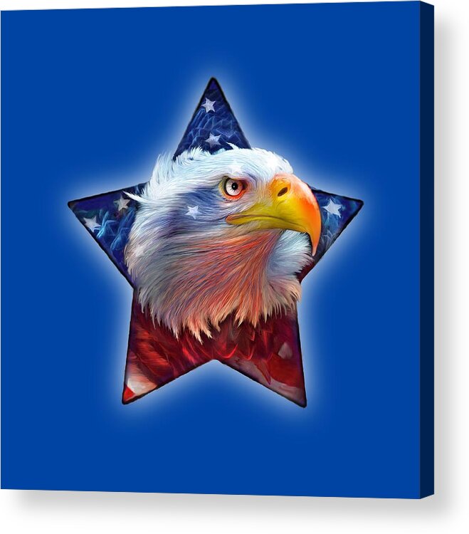 Eagle Acrylic Print featuring the mixed media Patriotic Eagle Star by Carol Cavalaris