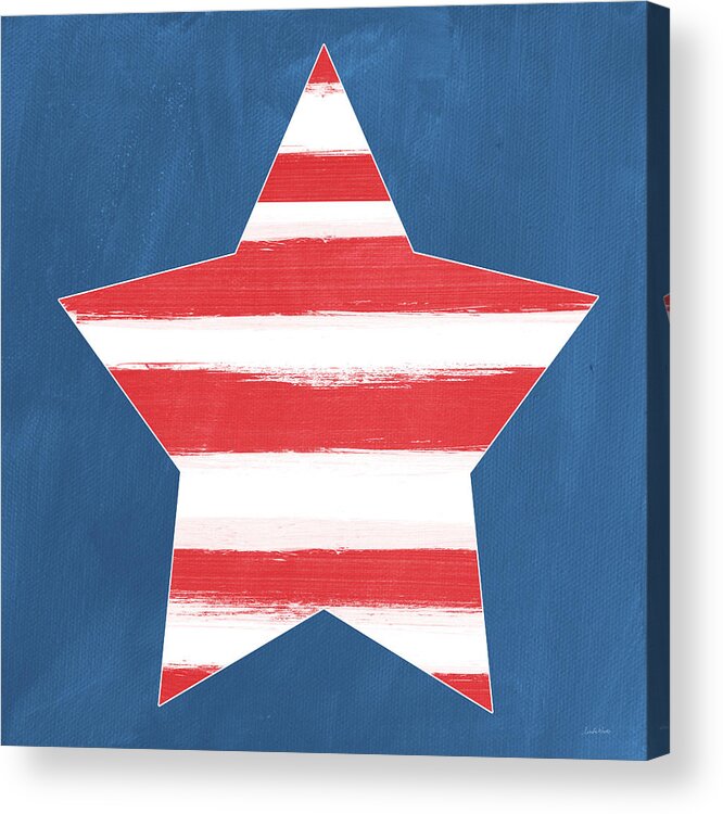 July 4th Acrylic Print featuring the painting Patriotic Star by Linda Woods