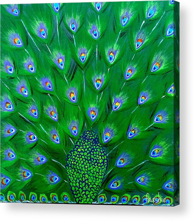Peacock Acrylic Print featuring the painting Peacock feathers by Faashie Sha