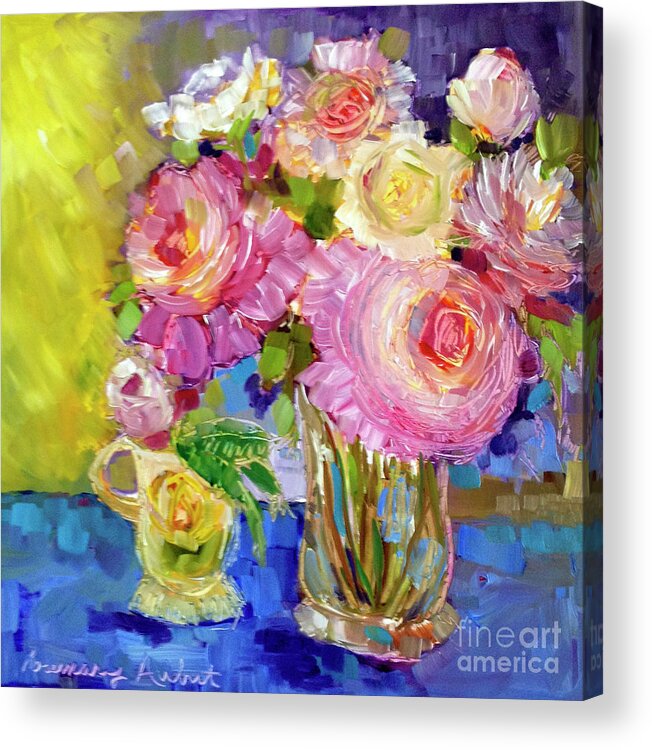 Peony Acrylic Print featuring the painting Peony Love by Rosemary Aubut