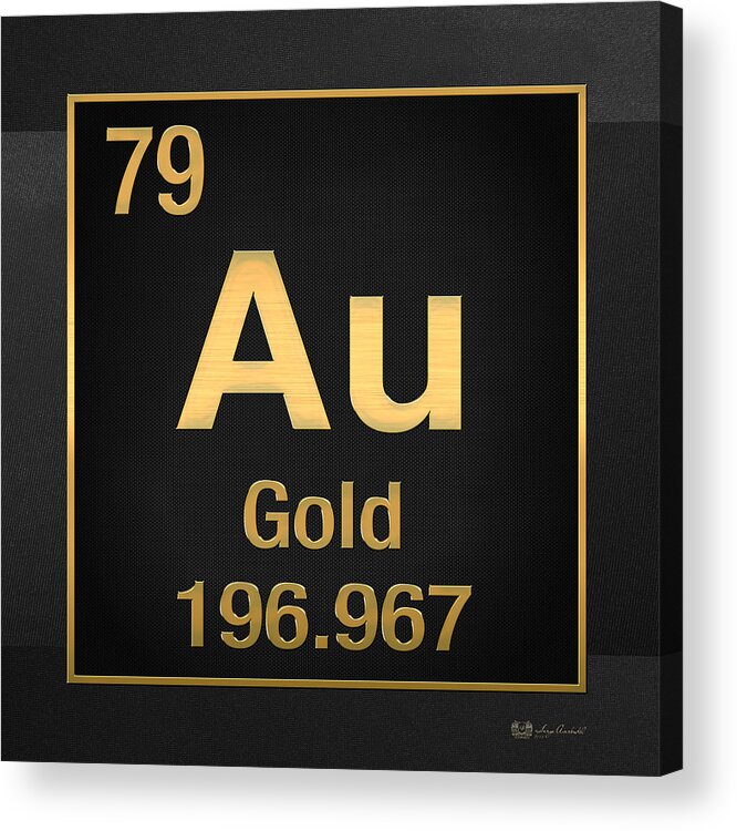 'the Elements' Collection By Serge Averbukh Acrylic Print featuring the digital art Periodic Table of Elements - Gold - Au - Gold on Black by Serge Averbukh