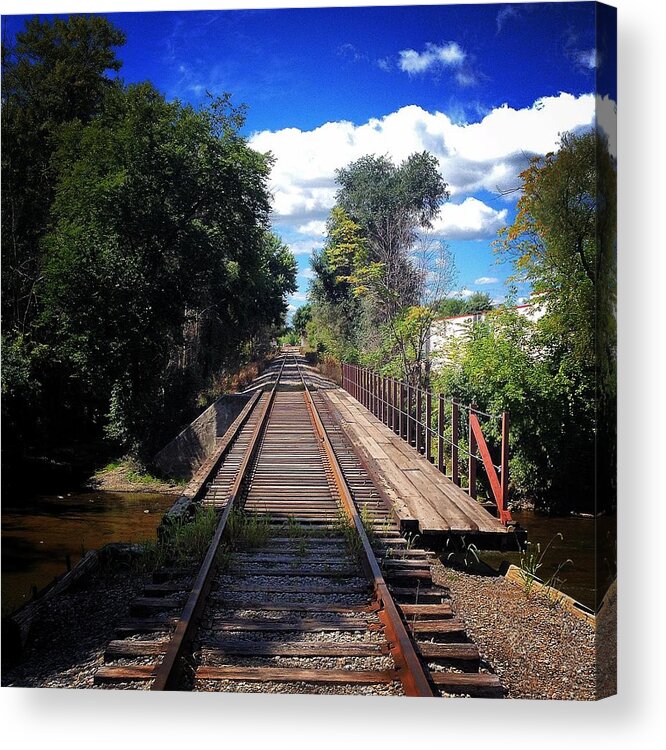 Alma Acrylic Print featuring the photograph Pine River Railroad Bridge by Chris Brown