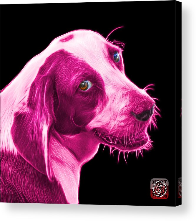 Beagle Acrylic Print featuring the painting Pink Beagle dog Art- 6896 - BB by James Ahn