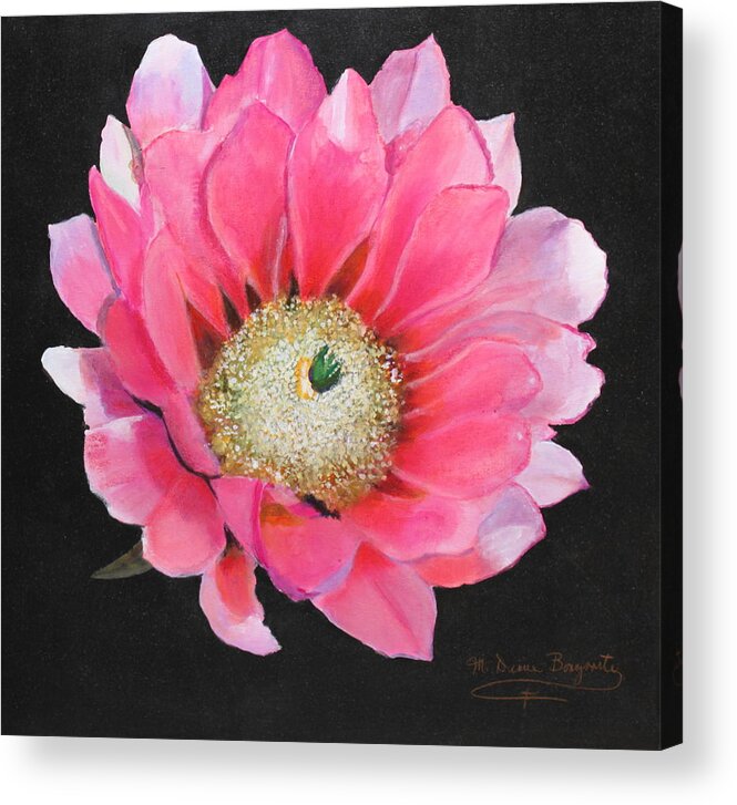 Floral Acrylic Print featuring the painting Pink Cactus Flower by M Diane Bonaparte