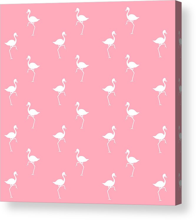Flamingo Acrylic Print featuring the mixed media Pink Flamingos Pattern by Christina Rollo