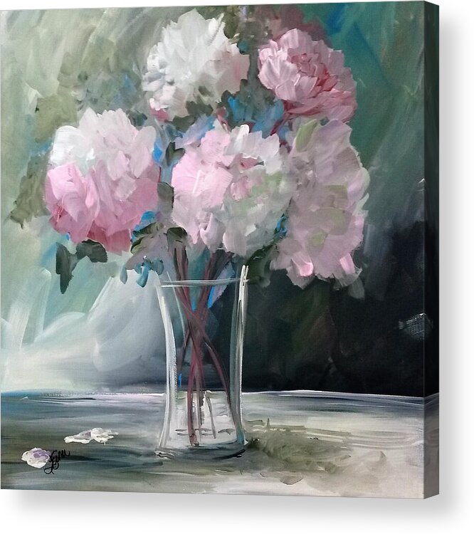Peony Acrylic Print featuring the painting Pink Peonies by Terri Einer