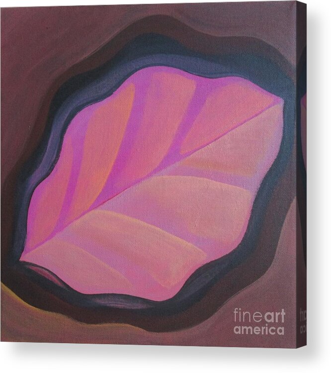 Pink Acrylic Print featuring the painting Pink Leaf by Helena Tiainen