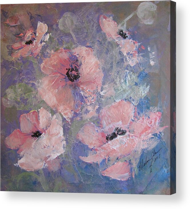 Poppies Acrylic Print featuring the painting Pink Poppy by Melanie Stanton