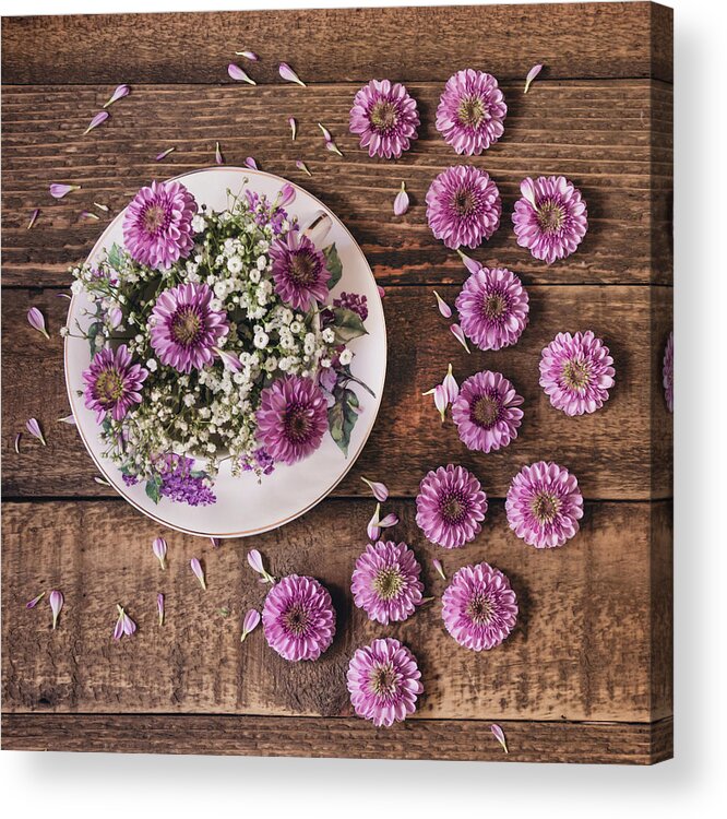Pink Flower Acrylic Print featuring the photograph Pink Posies Still Life by Kim Hojnacki