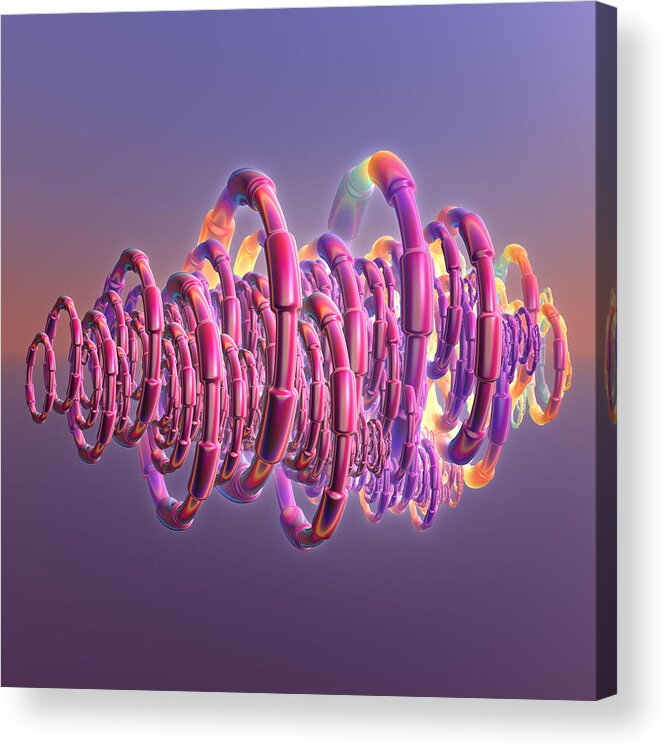 Digital Art Acrylic Print featuring the digital art Pink Swirls by Rosalie Scanlon