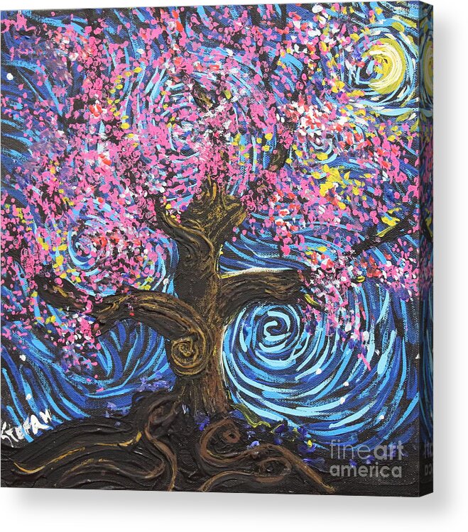 Modern Contemporary Impressionism Acrylic Print featuring the painting Pinky Tree by Stefan Duncan