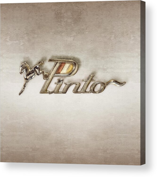 Automotive Acrylic Print featuring the photograph Pinto Car Badge by YoPedro