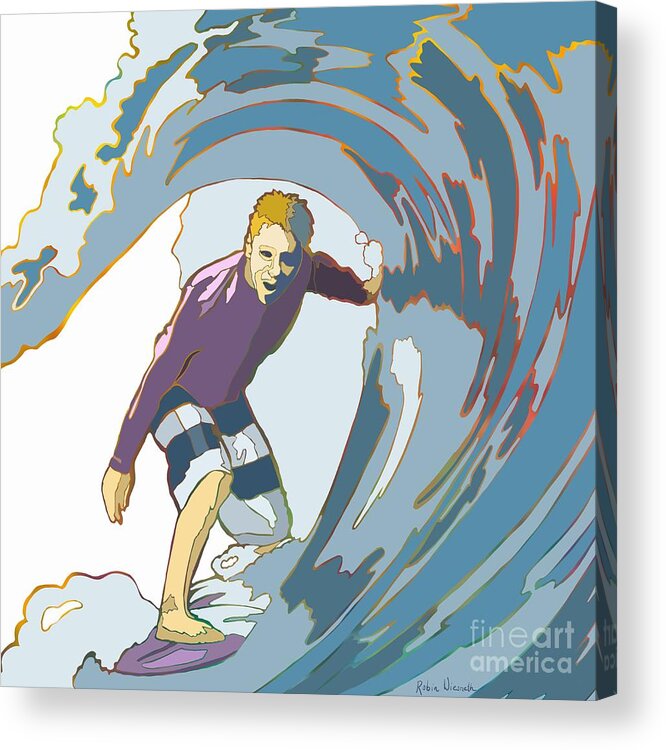 Surfing Acrylic Print featuring the painting Pipe Dreams by Robin Wiesneth