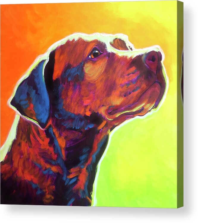 Pet Acrylic Print featuring the painting Pit Bull - Fuji by Dawg Painter