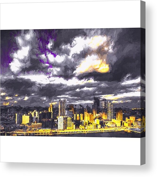 Painted Acrylic Print featuring the photograph #pittsburgh #pennsylvania by David Haskett II