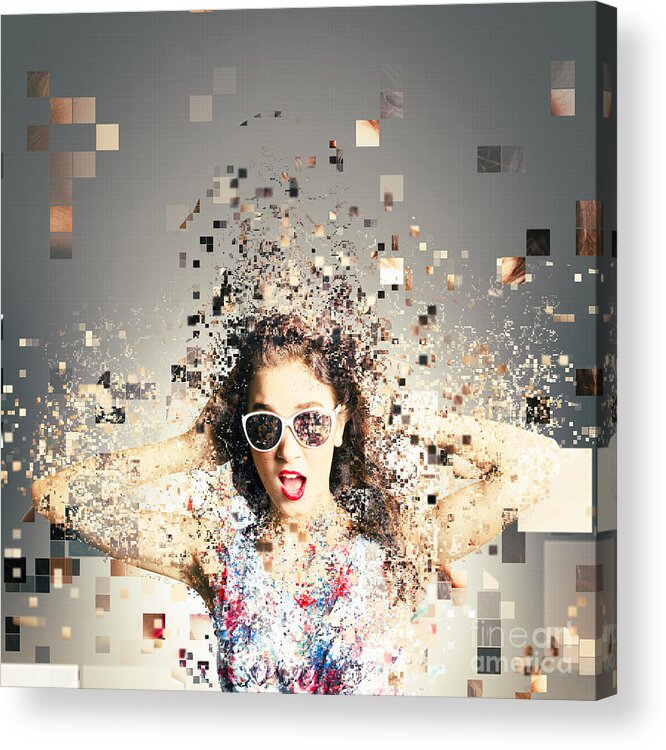 Pixel Acrylic Print featuring the photograph Pixel pinup in 3D printing download by Jorgo Photography