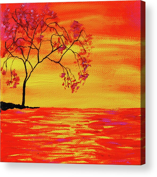 Sunset Acrylic Print featuring the painting Planting Calm by Haley Grebe