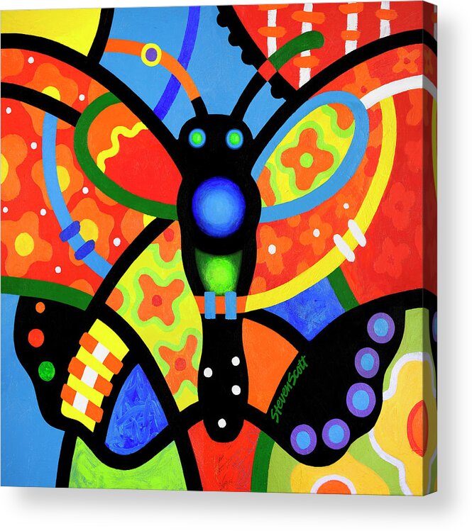 Butterfly Acrylic Print featuring the painting Kaleidoscope Butterfly #1 by Steven Scott