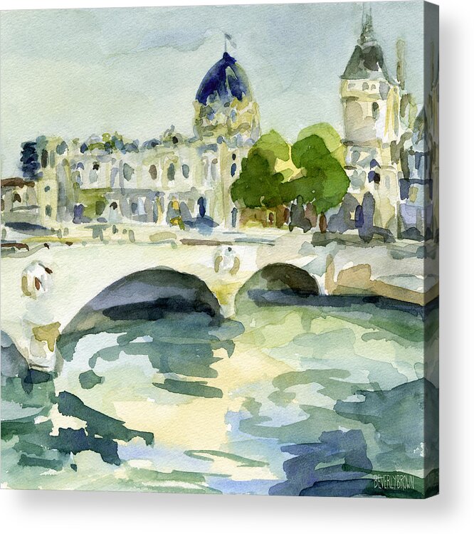 Paris Acrylic Print featuring the painting Pont de Change Watercolor Paintings of Paris by Beverly Brown