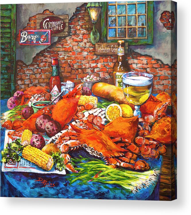 New Orleans Food Acrylic Print featuring the painting Pontchartrain Crabs by Dianne Parks