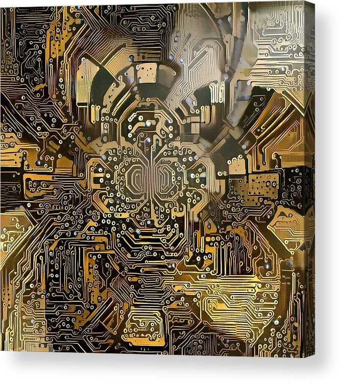 Fractal Acrylic Print featuring the digital art Printed circuit board by Bruce Rolff
