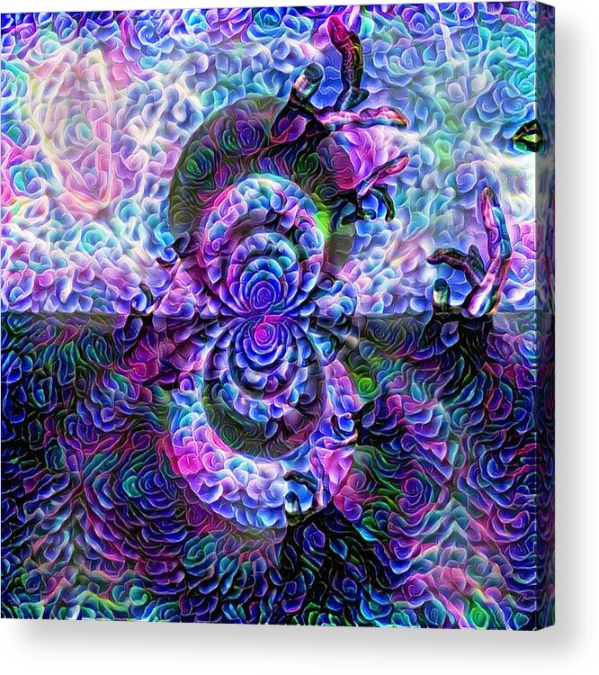 Digital Acrylic Print featuring the digital art Purple abstraction by Bruce Rolff