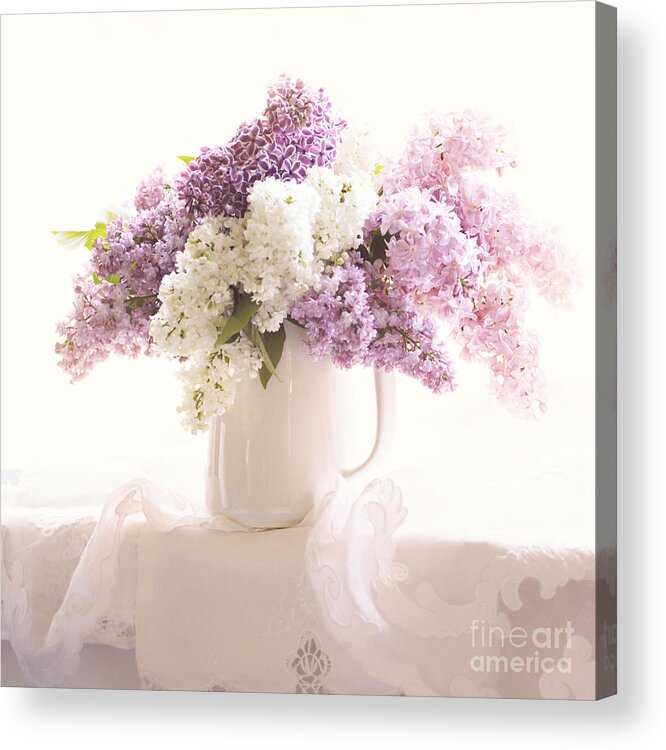 Lilacs Acrylic Print featuring the photograph Purple and white lilacs still life by Sylvia Cook
