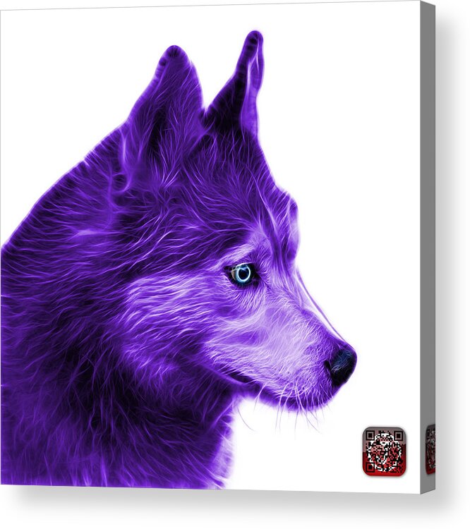 Siberian Husky Acrylic Print featuring the painting Purple Siberian Husky Art - 6048 - WB by James Ahn