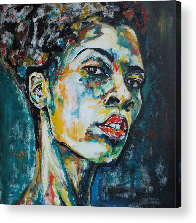Woman Acrylic Print featuring the painting R E S P E C T by Christel Roelandt