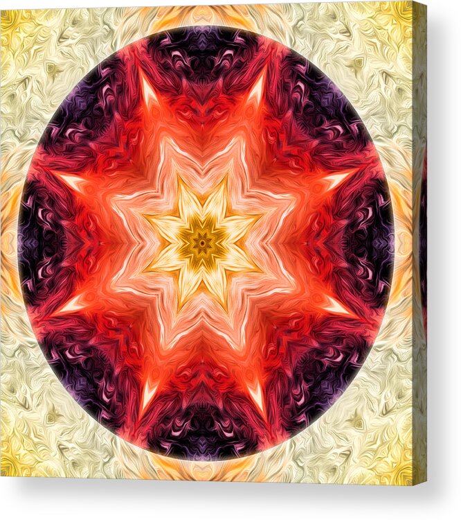 Mandala Acrylic Print featuring the digital art Rainbow Burst Mandala by Beth Venner