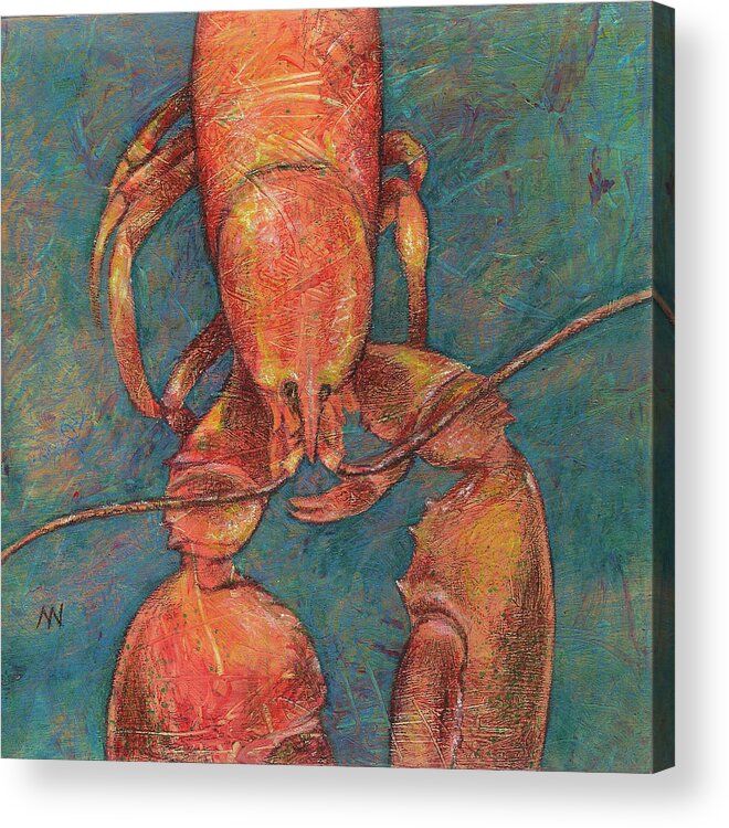 Lobster Acrylic Print featuring the mixed media Ready for Suppah by AnneMarie Welsh
