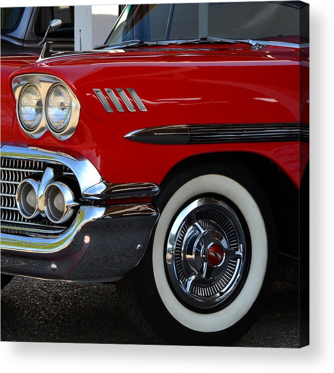  Acrylic Print featuring the photograph Red 50's Classic Head Light by Dean Ferreira