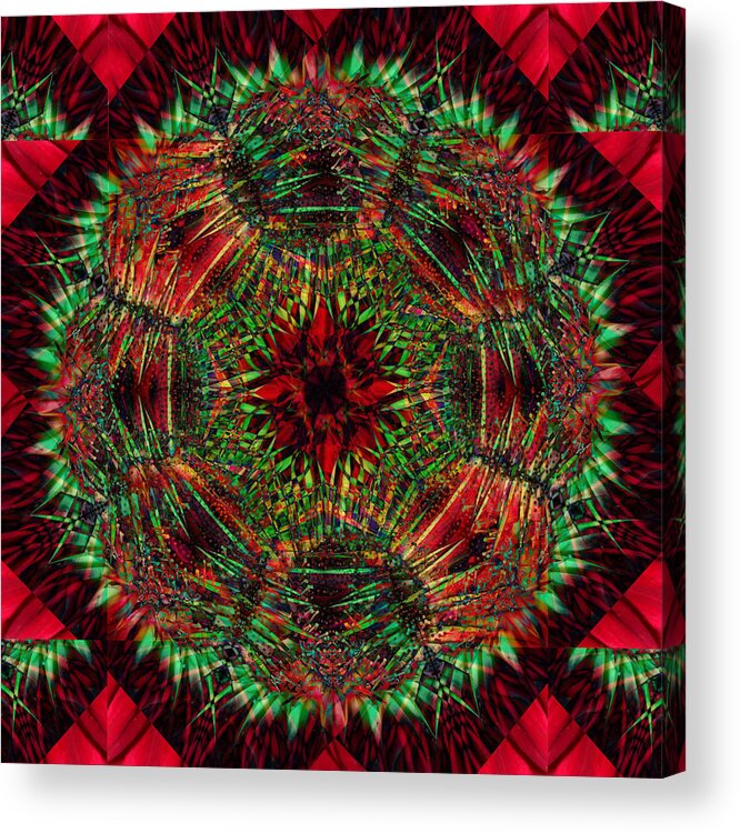 Abstract Acrylic Print featuring the digital art Red And Green by Ann Bridges