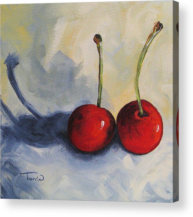Red Acrylic Print featuring the painting Red Cherries by Torrie Smiley