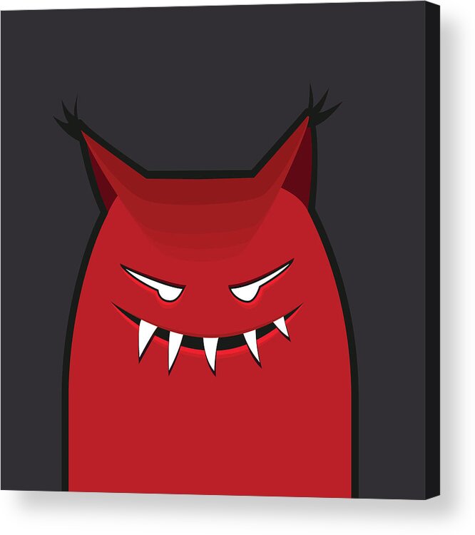 Scary Acrylic Print featuring the digital art Red Evil Monster With Pointy Ears by Boriana Giormova