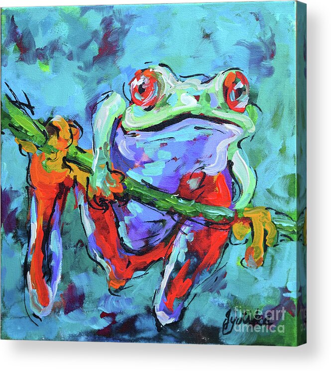  Acrylic Print featuring the painting Red-eyed Tree Frog lll by Jyotika Shroff