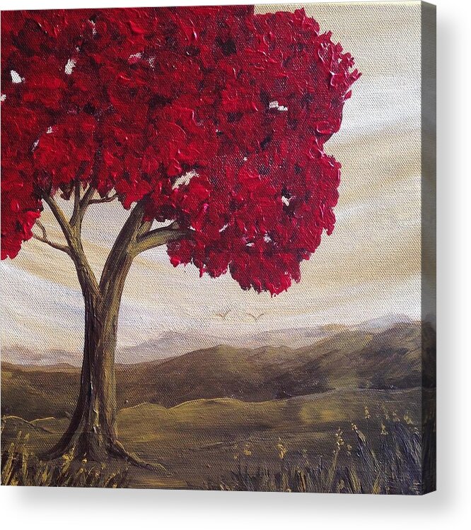 Tree Acrylic Print featuring the painting Red Glory by Teresa Fry