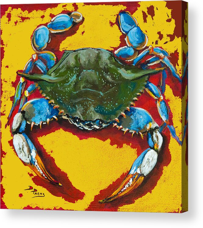 Louisiana Red Hot Crab Acrylic Print featuring the painting Red Hot Crab by Dianne Parks