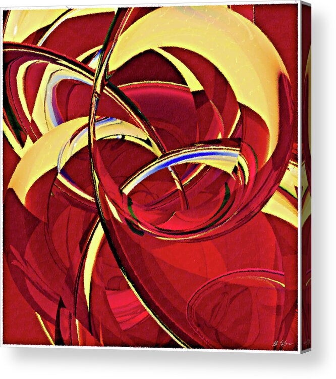 Abstract Acrylic Print featuring the glass art Red n Gold by Peter J Sucy