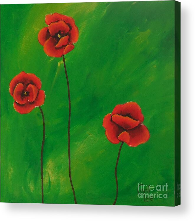 Red Poppies Acrylic Print featuring the painting Red Poppies by Cami Lee