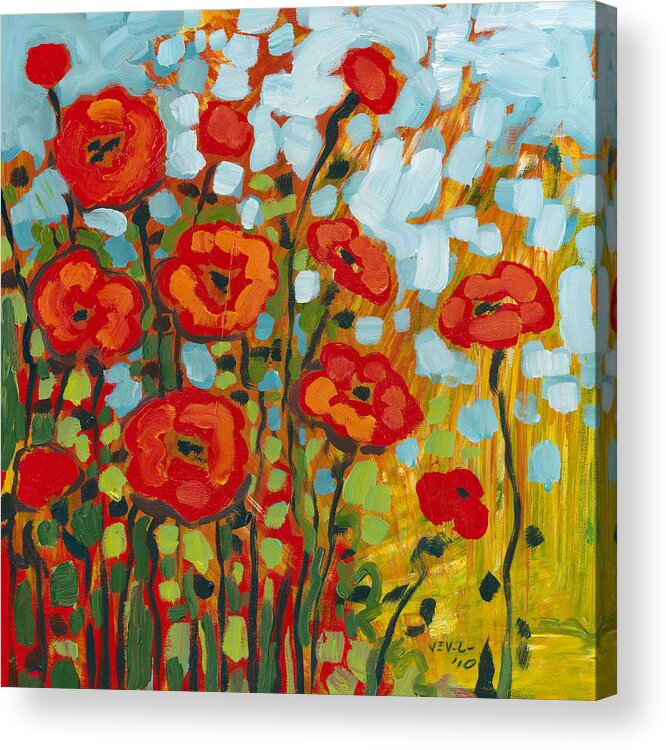 Poppy Acrylic Print featuring the painting Red Poppy Field by Jennifer Lommers