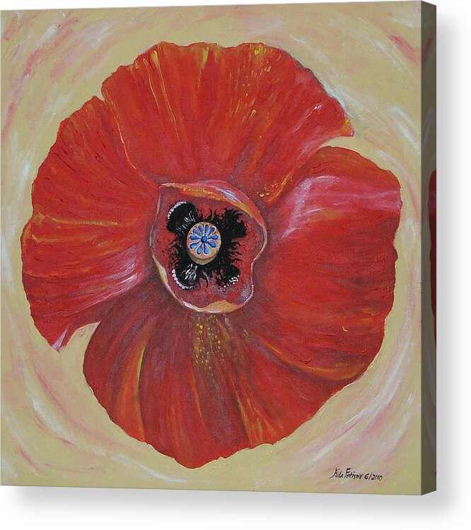 Acrylic Acrylic Print featuring the painting Red Poppy by Rita Fetisov