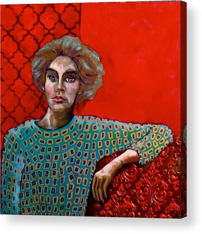 Woman Acrylic Print featuring the painting Red Room by Barbara O'Toole