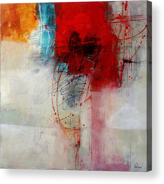 Abstract Art Acrylic Print featuring the painting Red Splash 1 by Jane Davies
